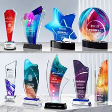 創意彩印水晶獎杯獎牌制作優秀員工榮譽樹脂獎杯禮品紀念周年慶典