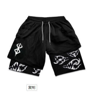 外贸跨境速卖通热销款数码个性印花成人双层健身运动裤休闲短裤|undefined