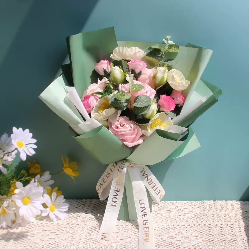 跨境热销情人节香皂玫瑰花束成品送女朋友闺蜜生日礼盒香皂花假花