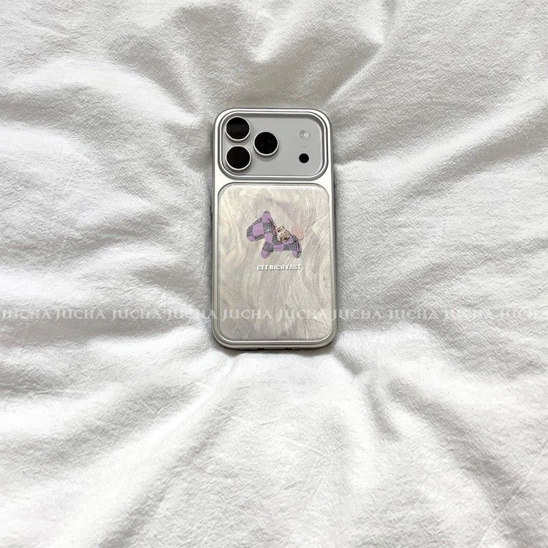 Suitable for Iphone17Pro Mobile Phone Case Cartoon Cute Apple 16Plus Design Sense 15 Classy Purple Animal Design