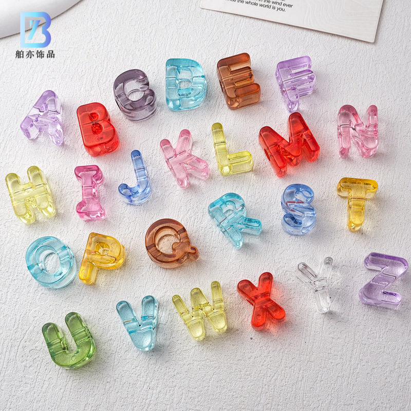 Colorful Transparent English Letter Perforated Beads, Fan Merchandise, Phone Chain, Bag Pendant, Acrylic DIY Accessory Parts Colorful Transparent English Letter Perforated Beads, Fan Merchandise, Phone Chain, Bag Pendant, Acrylic DIY Accessory Parts