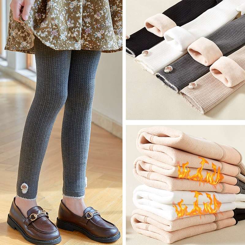 Зимние тёплые детские л leggings, бархатные колготки, штаны, западный стиль