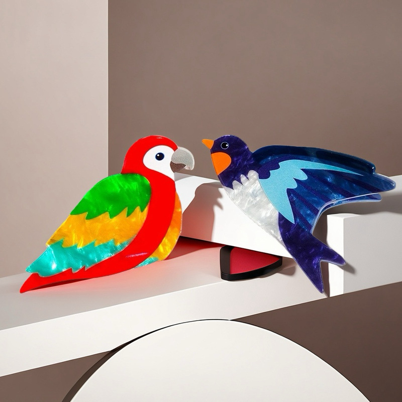 模擬オウムクリップ、かわいいツバメサメクリップ、カラフルな鳥ポニーテールクリップ、クリエイティブな後頭部ヘアクリップ、ヘッドバンド|undefined