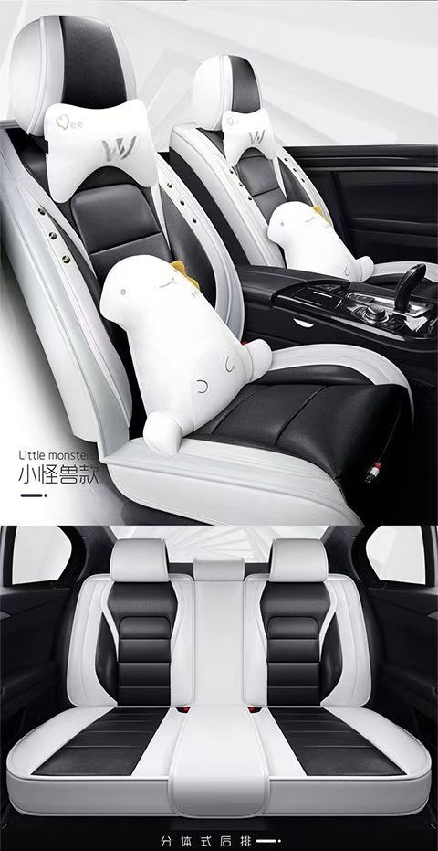 Suitable for New Cartoon Car Seat Cushions, Universal for All Seasons, Fully Enclosed Seat Covers, Wear-Resistant and Dirt-Resistant, Five-Seater Leather Seat Covers