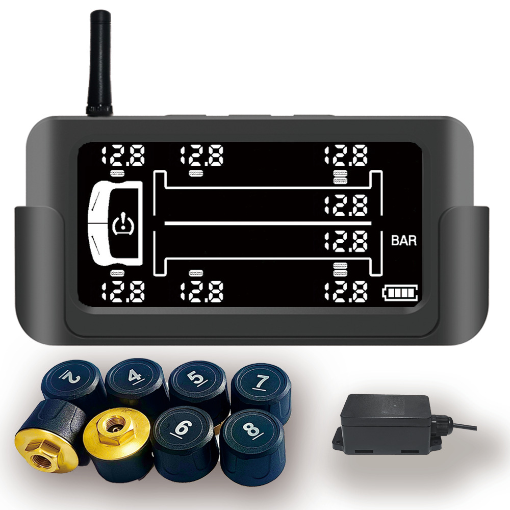 Heavy truck fire truck 8 tire pressure detector solar external tire pressure monitoring system manufacturer high precision