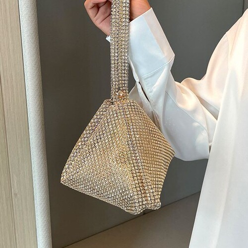 Bag Women's Handbag  Underarm Bag New Simple Fashion Handheld Color Water Diamond Shoulder Bag Underarm Evening Bag