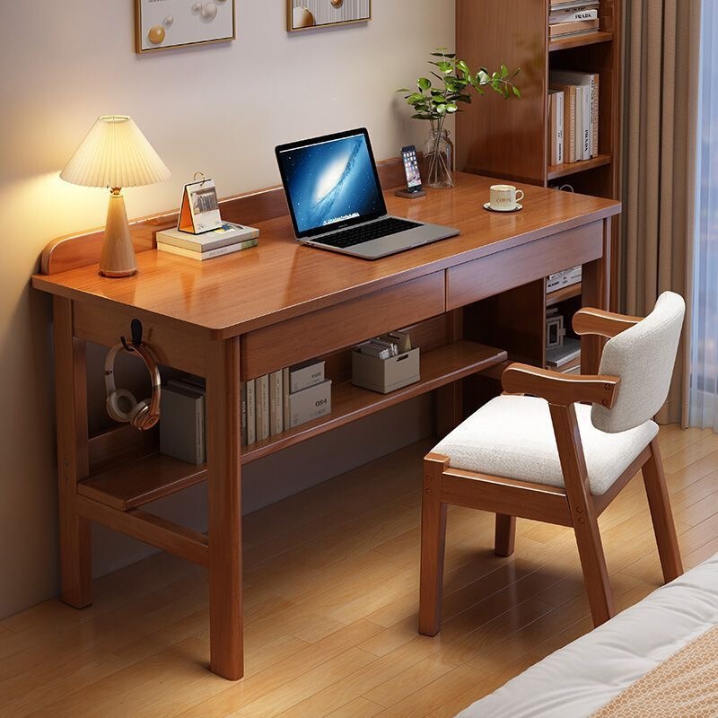 Solid Wood Desk, Home Desktop Computer Desk, Simple Student Study Room, Bedroom Study Desk, Writing Desk and Chair Set