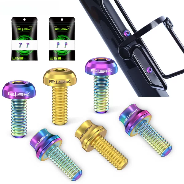 RISK titanium alloy bottle cage fixing screw M5x12mm with gasket mountain road bike gas cylinder fixing