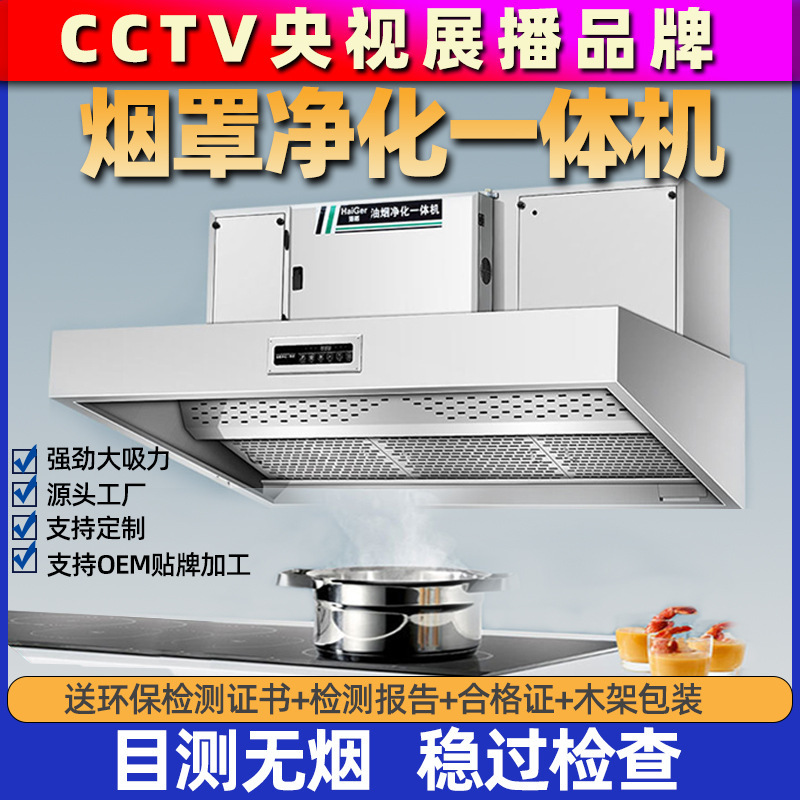 商用环保油烟机净化器不锈钢排烟罩油烟净化一体机厨房饭店餐厅