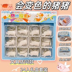 Color-Changing Roasted Pig Cute Internet Celebrity Toy Student Backpack Pendant Uv Color-Changing Stationery Store Wholesale Set