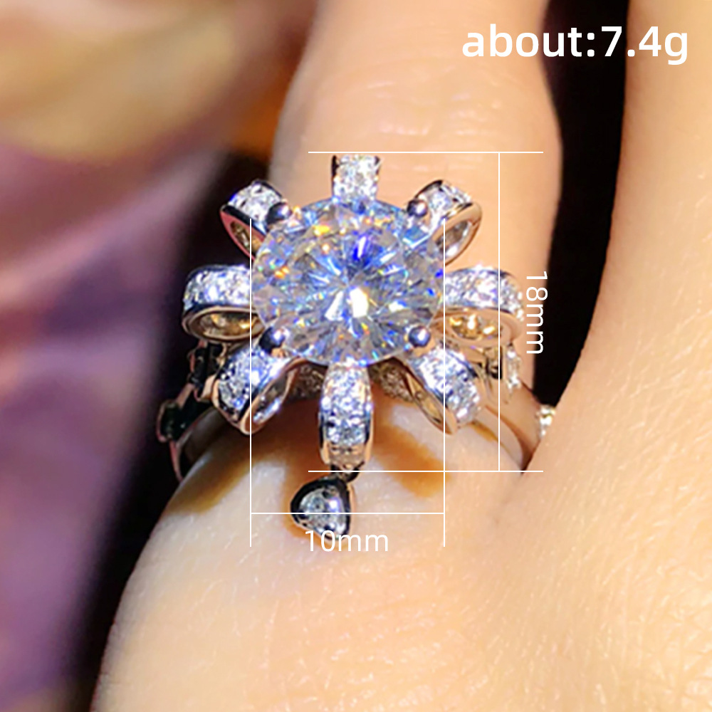 Simple Style Flower Copper Inlay Zircon Rings 1 Piece