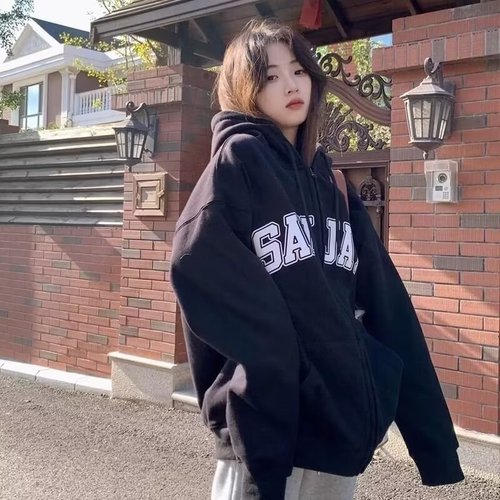 Vintage Retro National Trend Plush Hooded Sweatshirt for Women, Loose and Lazy Style, Couple Matching Open Cardigan