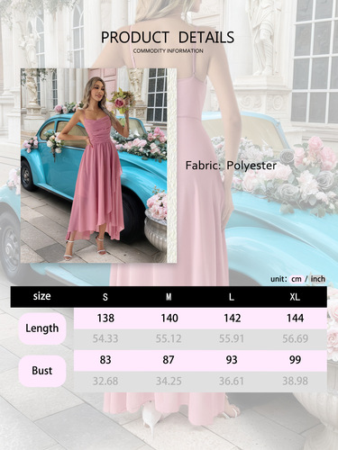 Europe, America, the Middle East evening dress, living front, short back, long back, moving shoulder straps, party dress, temperament dress