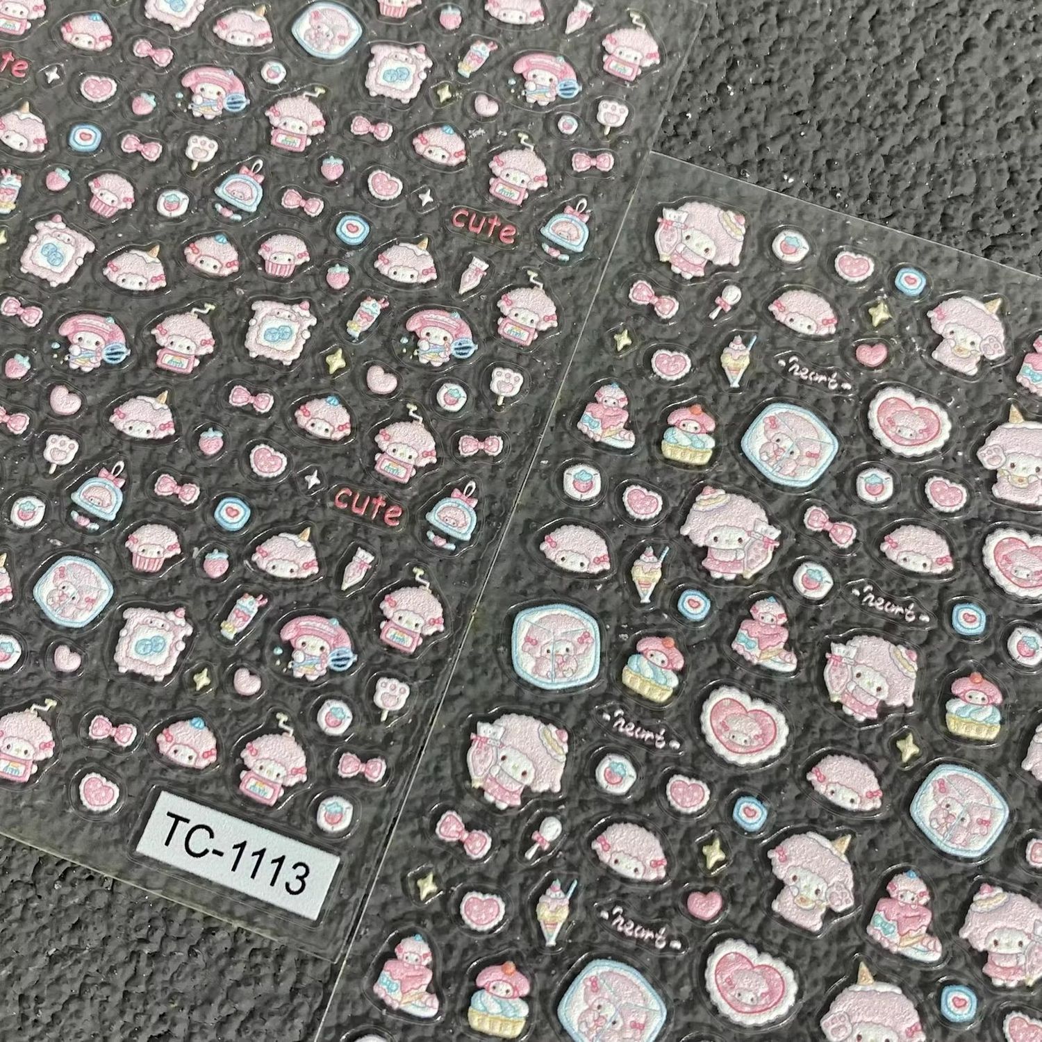 Cute Sanrio Piano Sheep Embossed Nail Art Stickers Girly Phone Case DIY Decoration Stickers