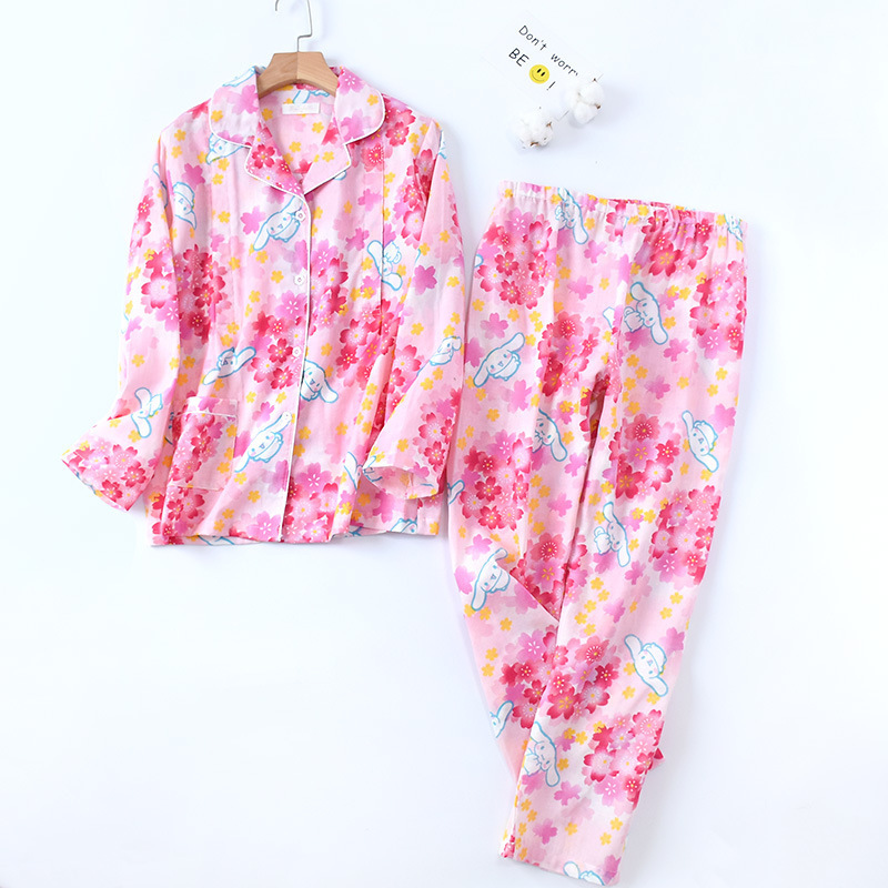 Pregnant Women's Pajamas Spring and Autumn Thin Double-Layer Gauze Breathable Breathable Maternal Monthly Clothing Summer and Postpartum Pure Cotton Pajamas