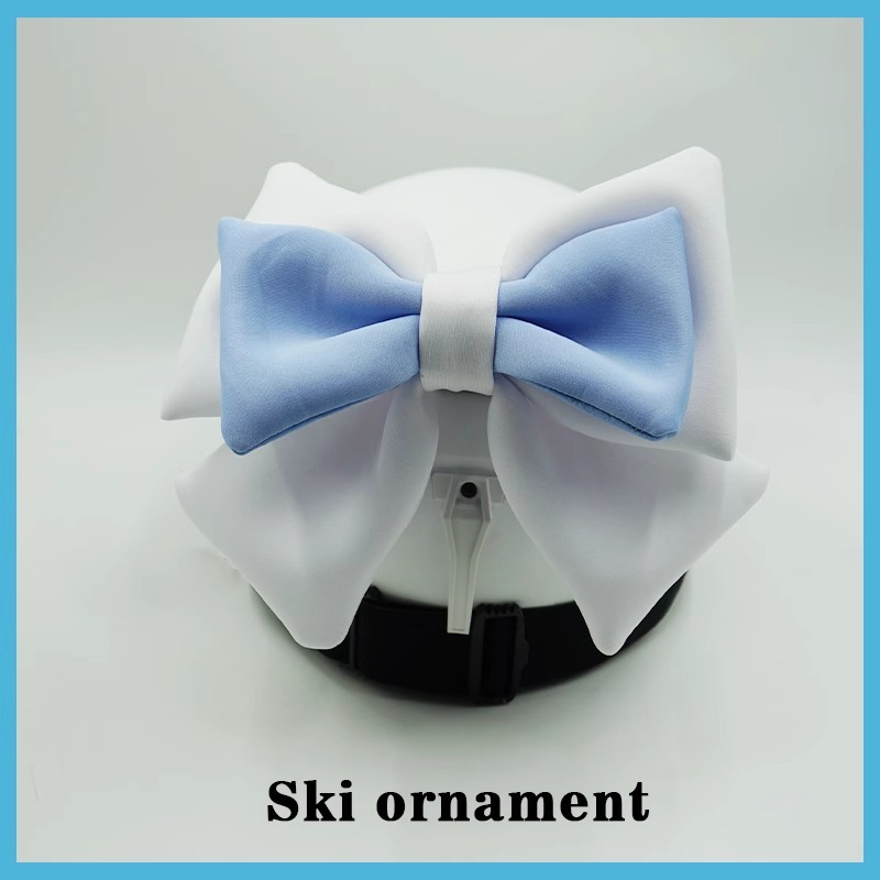 Blue/White Double Layer Bow Ski Helmet Decoration Motorcycle Riding Gear
