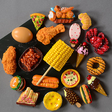 創意仿真韓國日本食物3d立體炸雞腿漢堡磁性裝飾磁鐵吸鐵石冰箱貼