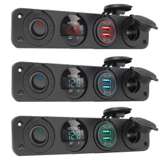 Usb急速充電表示灯パネル組合せ改造スイッチトレーラーヨット自動車4連電圧計スイッチ組合せ