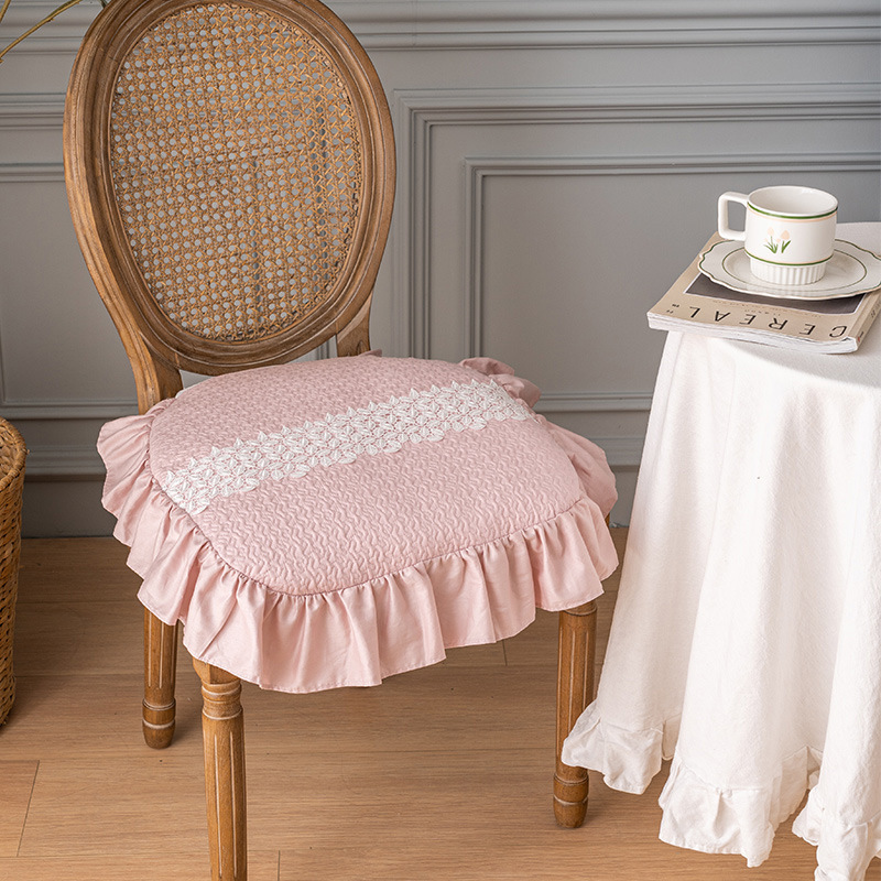 Factory Direct Four Seasons Universal Korean Style Lace Embroidered Cotton Chair Cushion Square Sponge Cushion Machine Washable