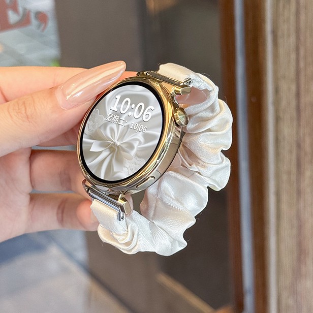 Milk White Bear Suitable for Huawei Gt6 Watch Gt5Pro Strap Gt5 Elastic Hair Band Watch4 Wristband Women's Autumn