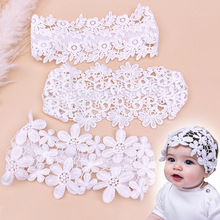 儿童白色蕾丝发带 女宝宝镂空花朵头带 蝴蝶结公主发饰弹力发带