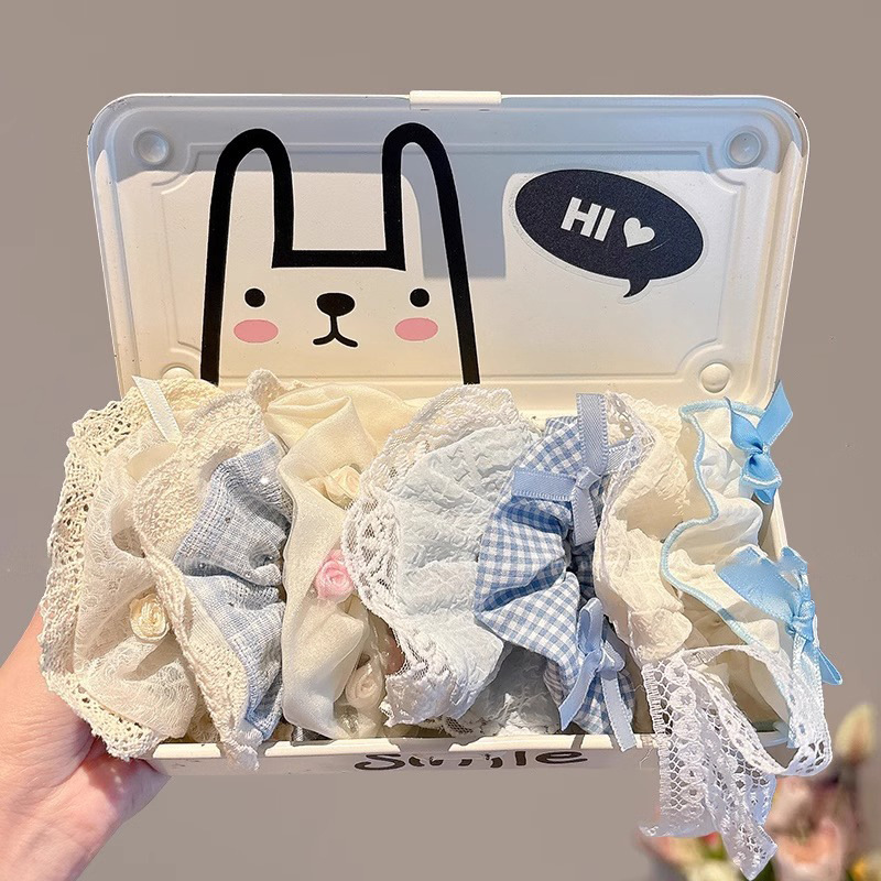 Nudo de encaje pequeño coreano, lazo para el cabello de intestino grueso, lazo de encaje de cola de caballo para mujer, cuerda para el cabello fresca, cuerda para el cabello de alto valor para niña