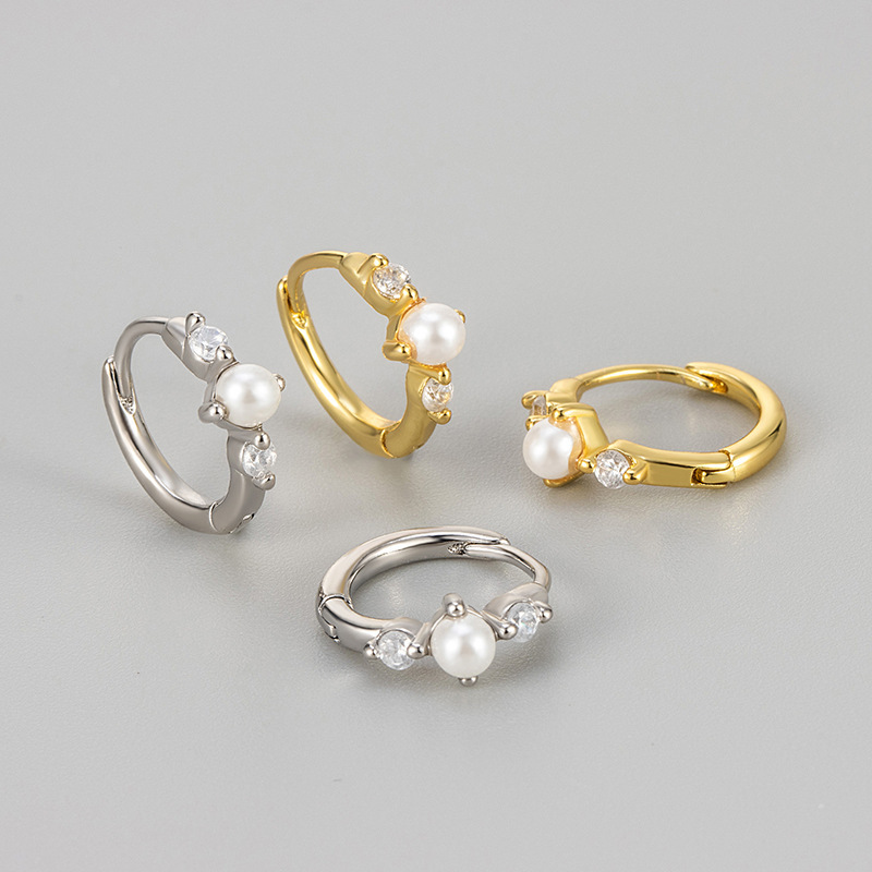 Pearl Zircon Earrings Earrings Women's Retro Style All-match Simple Unique Ear Buckle Niche Advanced Daily Commuter Earrings Pearl Zircon Earrings Earrings Women's Retro Style All-match Simple Unique Ear Buckle Niche Advanced Daily Commuter Earrings
