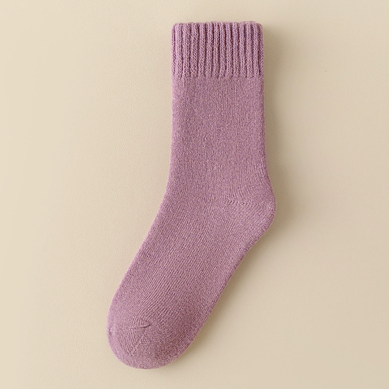 Women’s mid‑tube winter wool socks, solid colors, warm (mid‑calf)