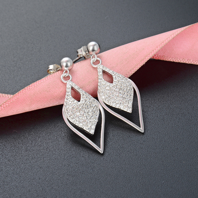 Estilo japonés y coreano simple geométrico ZIRCON pendientes s925 plata esterlina diamante-incrustado moda ol diamante pendientes para mujeres
