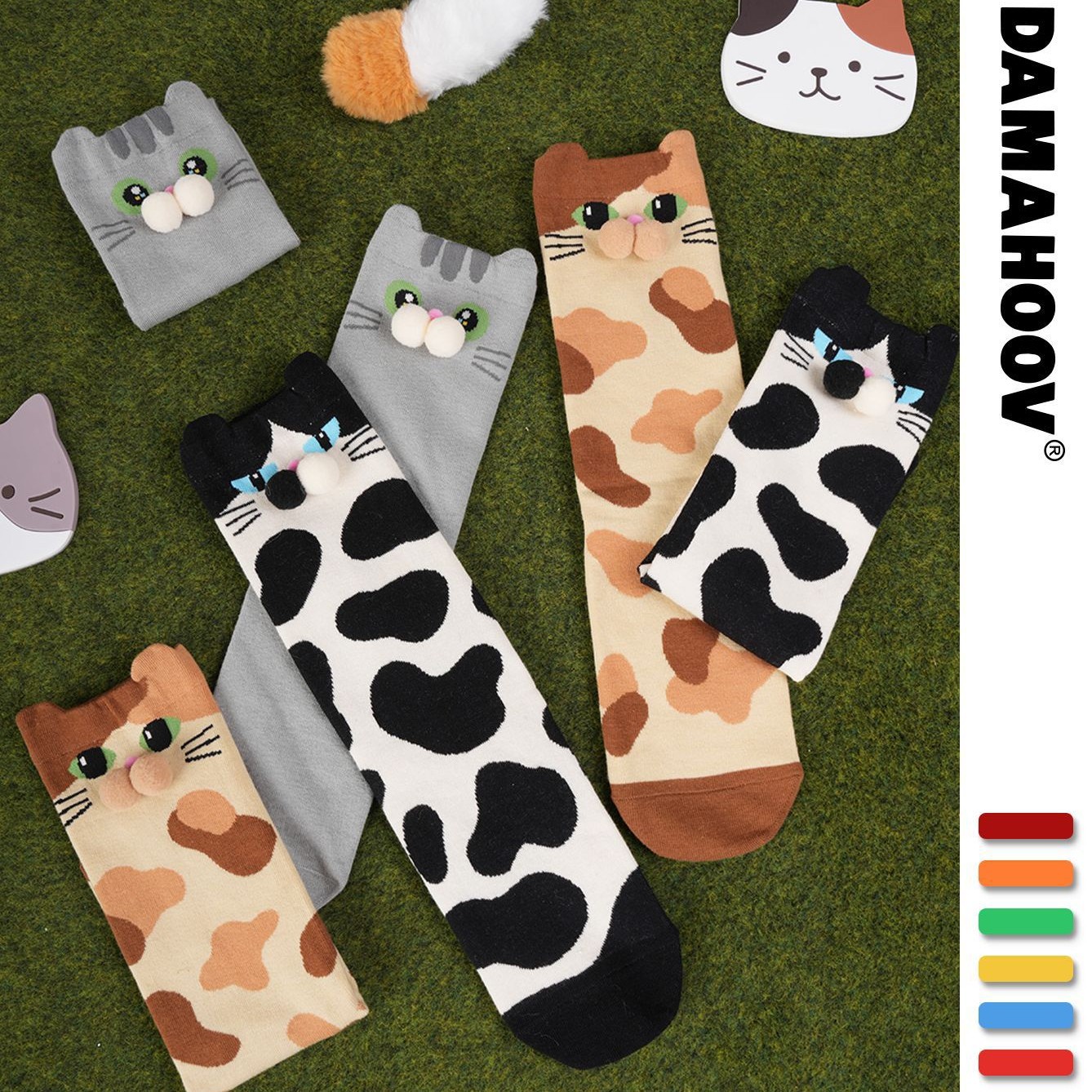 Autumn and Winter New Cute Pouting Cat Series Cotton Socks Funny Socks Female Healing Cat Creative Kitten Animal Design