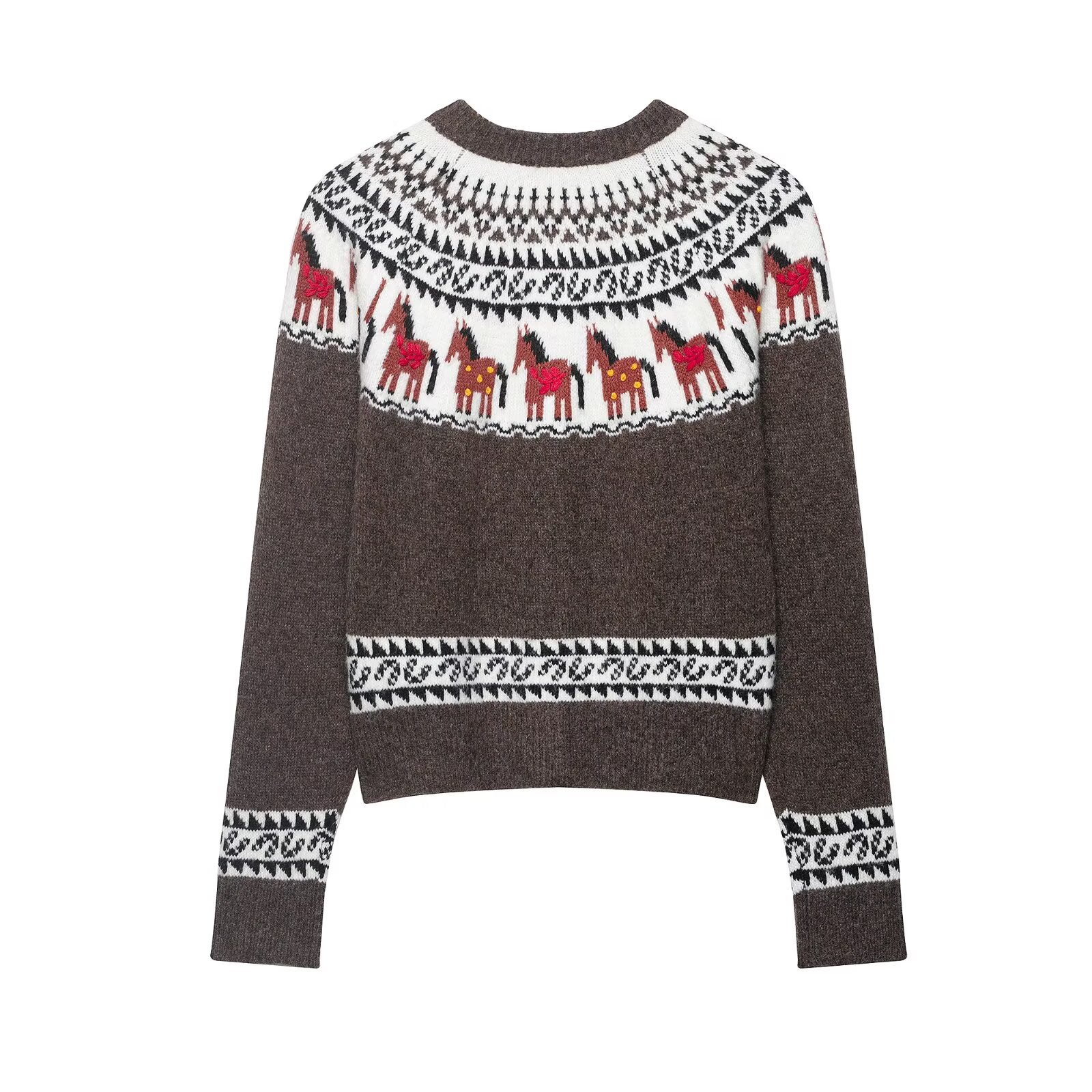 ZA comercio exterior al por mayor estilo francés de moda de mujer temperamento casual Jacquard abrigo de punto 0021002