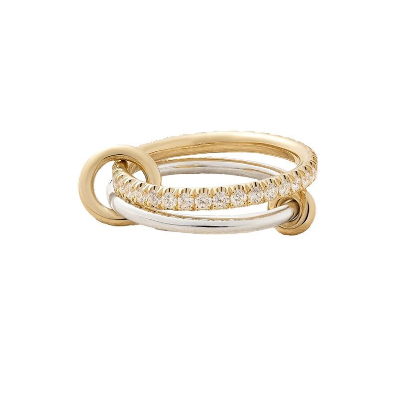 S925 Sterling Silver Double Layered Diamond Ring Style Color Block Design Elegant Understated Luxury For Women_voghion.com