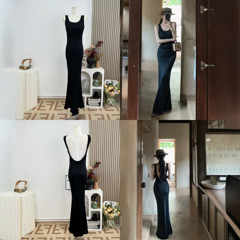 Gftb Stbdiomm Swan Proportion French Style Pure Desire Slim Fit Bodycon Black Mermaid Tank Dress Gftb Stbdiomm Swan Proportion French Style Pure Desire Slim Fit Bodycon Black Mermaid Tank Dress