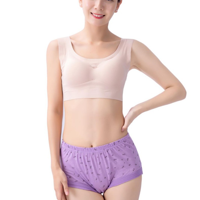 Individually Packaged Plus-Size Women's Shorts with Large Crotch, Floral Design, Pure Cotton Crotch