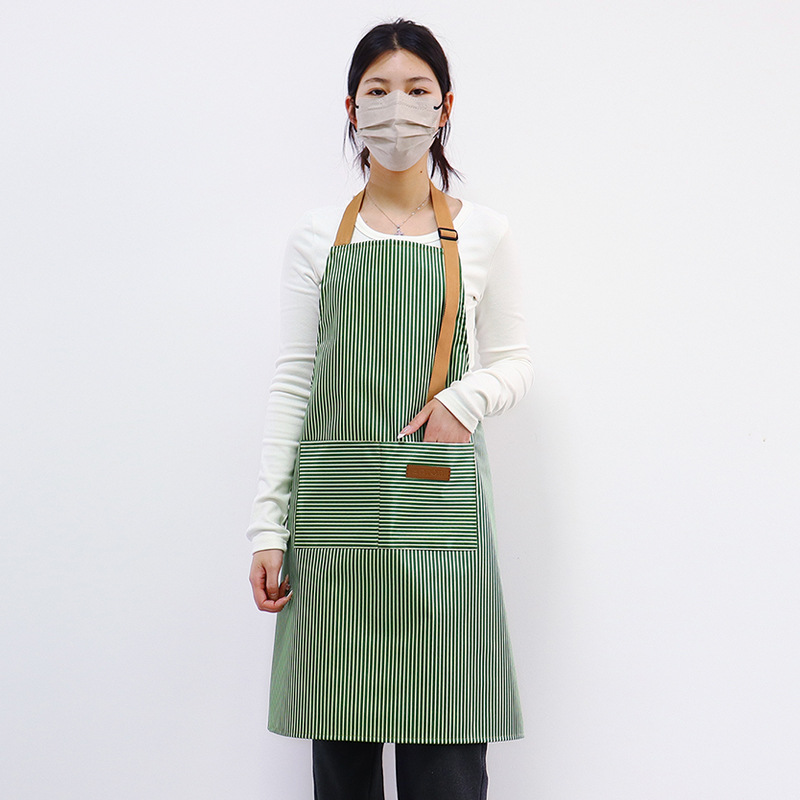 Delantal de lona a rayas de Amazon transfronterizo arte floral tienda de té con leche barista ropa de trabajo cocina hogar delantal al por mayor