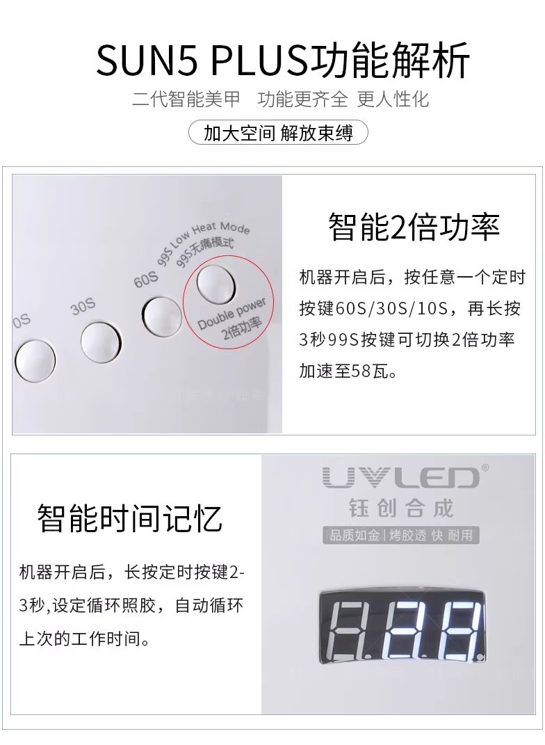 钰创合成sun5plus美甲灯SUNUV无痛光疗机开店烤灯指甲油胶烘干机