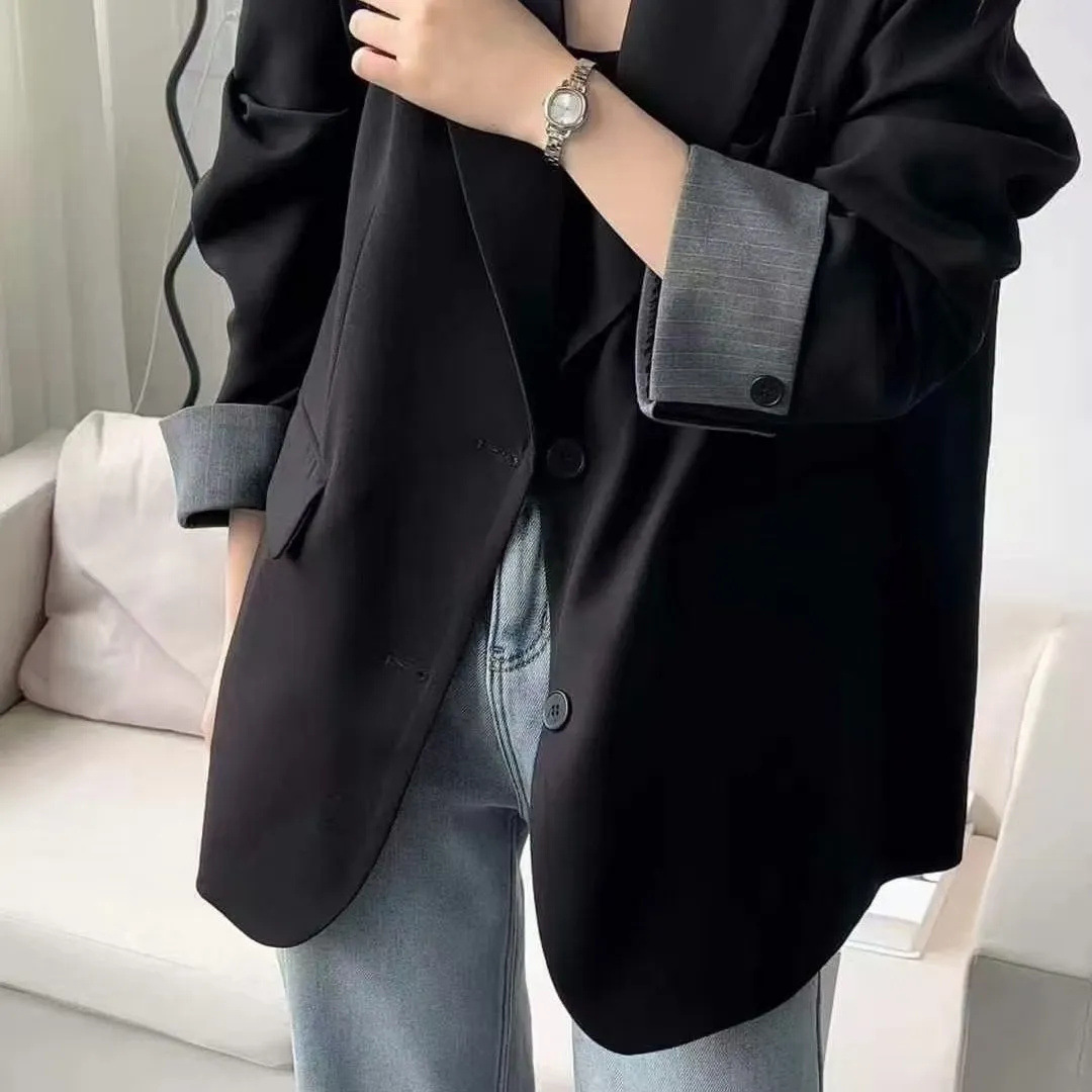 Spring and Autumn Drape Suit Jacket for Women 2025 New Plus Size Design Casual Loose Korean Style Regular Shoulder Large Size Suit for Women