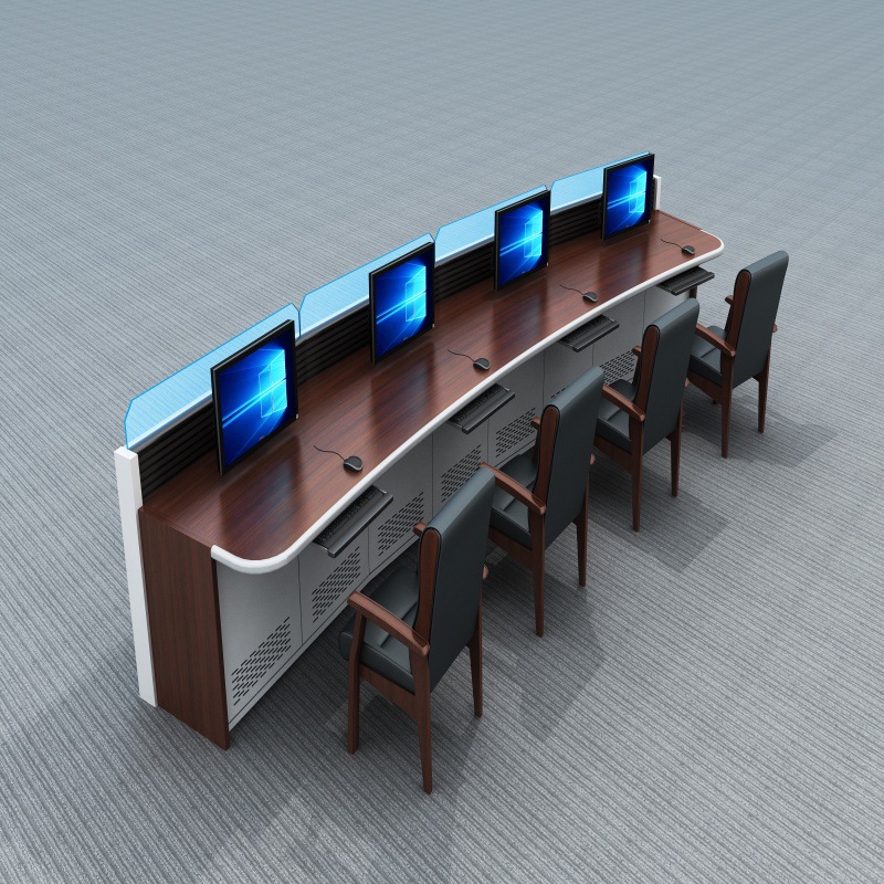 Technological Control Room Console, Command Center Dispatch Room Workstation, Computer Room Desk, Curved Monitoring Console
