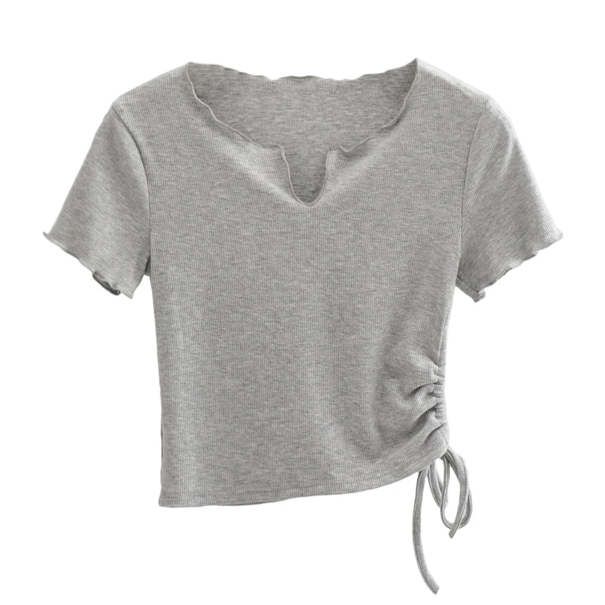 Frill trim side tie T-shirt NSAC47656