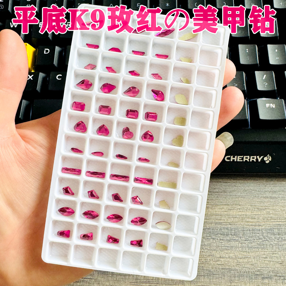 K9 rosa rojo fondo plano forma especial uñas diamantes cristal mini gotas de agua diamantes amor cuadrado hecho a mano diy accesorios de uñas