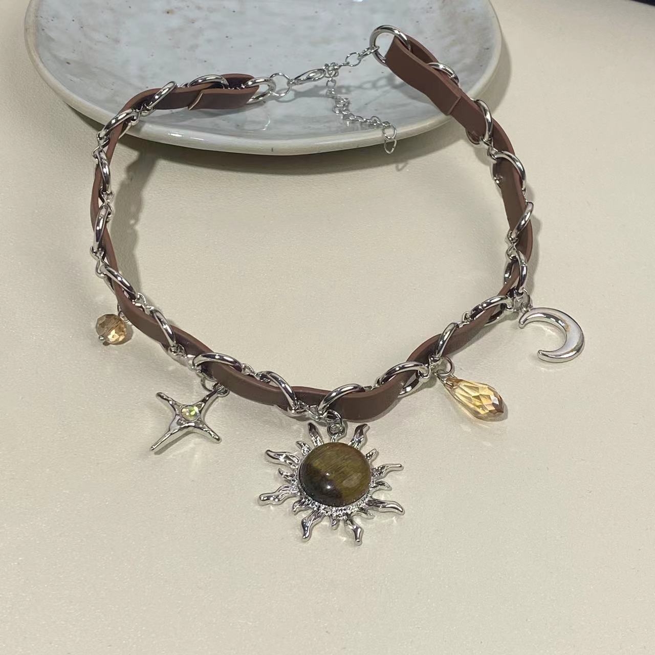 Women's Gender Punk Cross Sun Moon Alloy Choker Wholesale