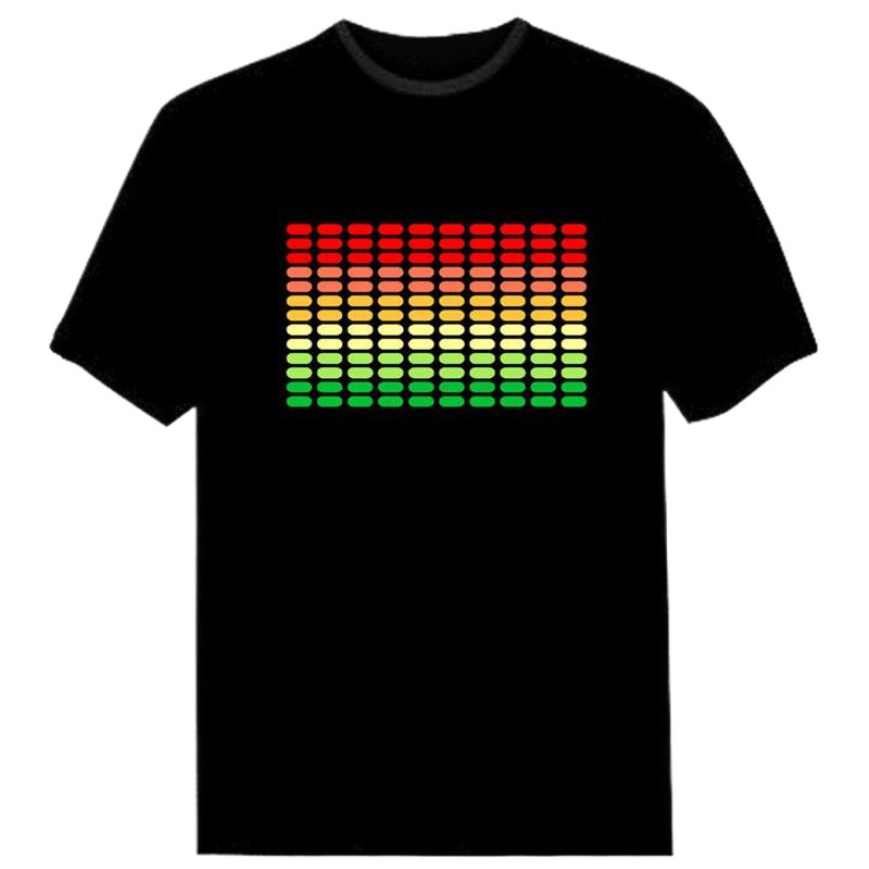 LED luz control de voz Internet celebridad TikTok Barra de música flash pareja hombres y mujeres ropa luminosa discoteca de moda Camiseta de manga corta hombres