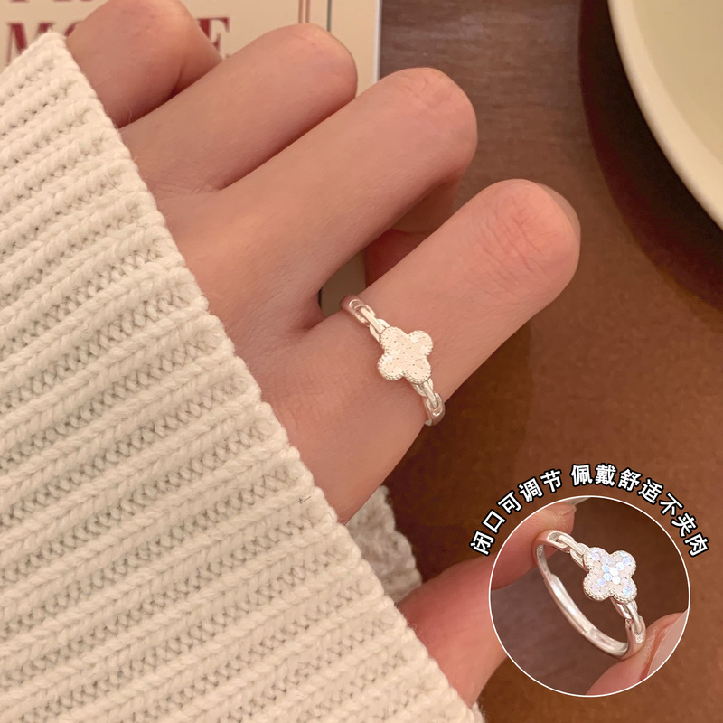 Xiaohongshu 新製品 S925 スターリングシルバーリング女性の夏インスタイルハイエンドニッチライト高級非退色シルバージュエリー|undefined