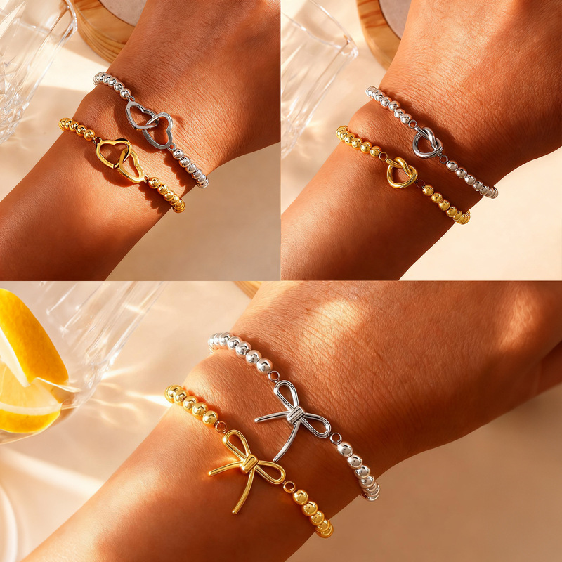 Bowknot Titanium Steel Bracelet, Girly Style, Easy to Match with Sweet Accessories for Everyday Outings, Mother's Day Gift Bowknot Titanium Steel Bracelet, Girly Style, Easy to Match with Sweet Accessories for Everyday Outings, Mother's Day Gift