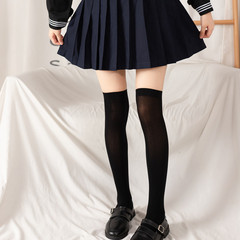 Women's Velvet Socks, Spring/Summer Thin Calf-Length Socks in Japanese Loli Style—Black, White, and JK Over-Knee School Socks