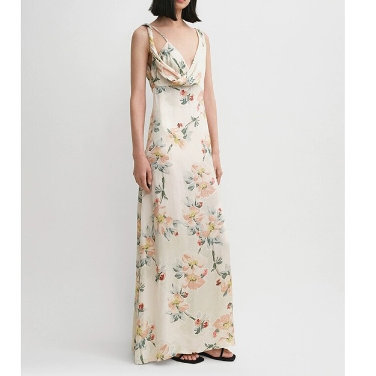 [Special Offer] Tt Scandinavian Niche Design High-End Washed Floral Print Twist Pleated Dress