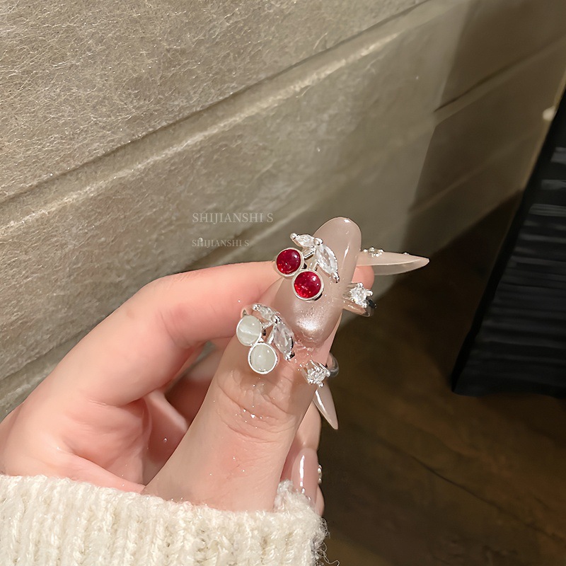 「Sweet Cherry Blossom on the Hoof」Sweet Light Yashiki Millennial Aesthetic Cherry Open Ring Light Luxury Niche High-End Creative Ring