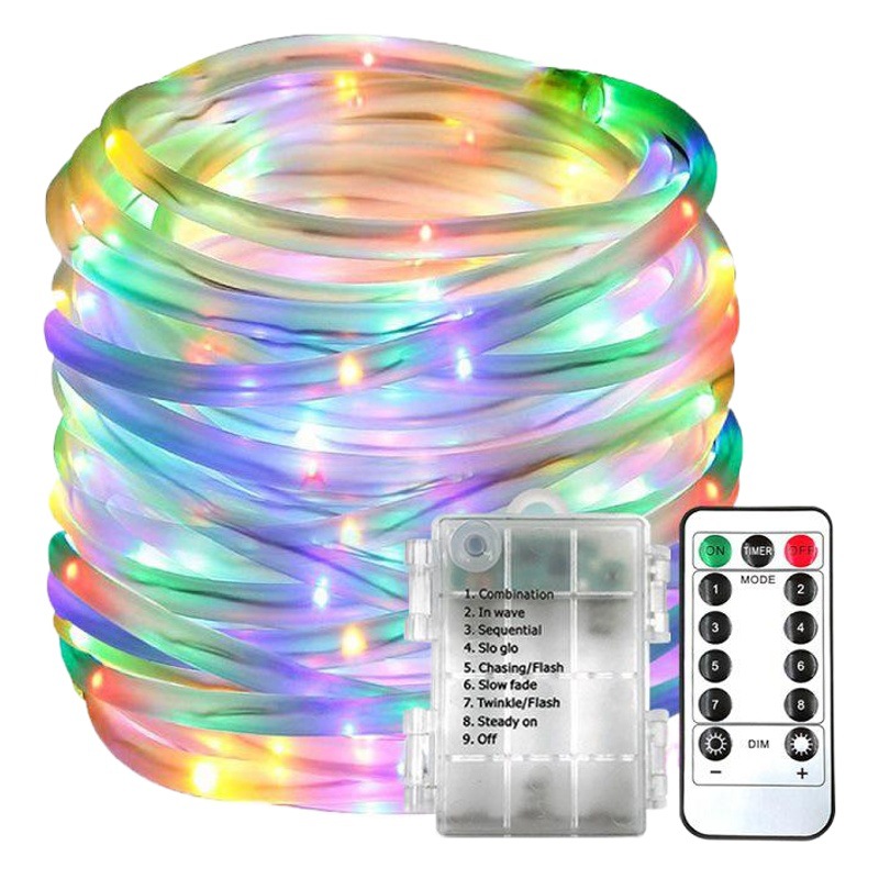 Amazon 8 función impermeable caja de batería control remoto alambre cobre tubo Arco Iris cadena Luz