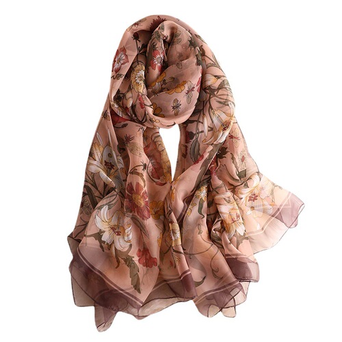 Spring and summer new retro fashion sun protection silk scarf, long silk scarf, holiday travel ladies beach towel