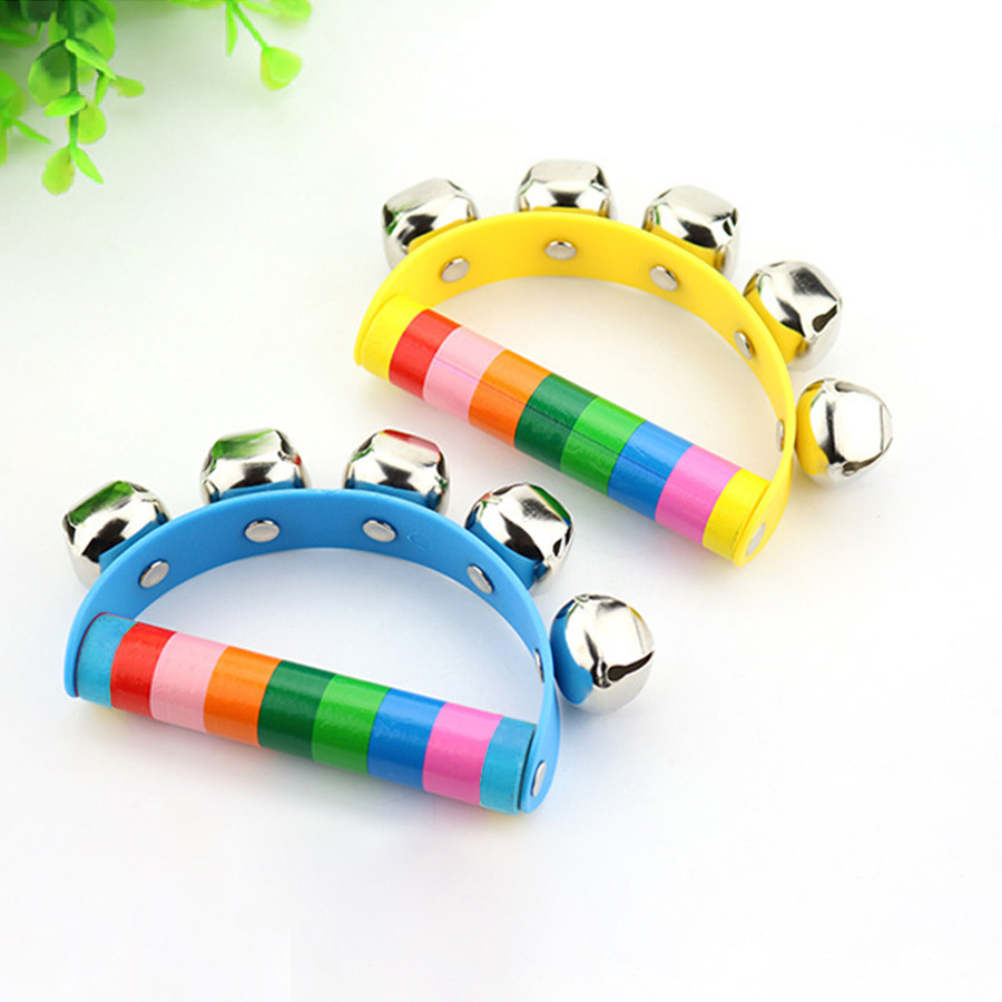 Mayorista de madera semicircular mano campana bebés ayuda educativa infantil música temprana percussión juguetes de caballo